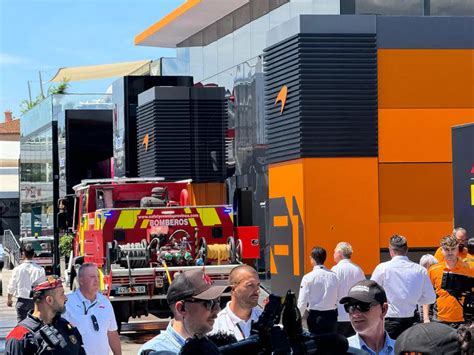 F1 GP Spagna 2024 Incendio Nellhospitality McLaren Pompieri In