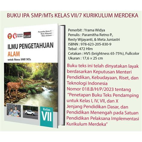 Jual Buku Ilmu Pengetahuan Alamipa Smpmts Kelas Vii7 Kurikulum Merdeka Penilaian Shopee