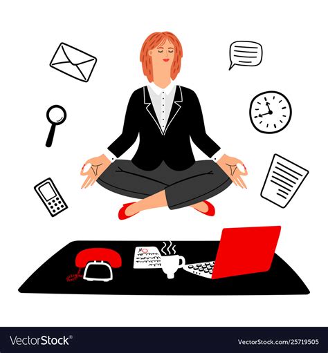 Work Meditation Concept Businesswoman Royalty Free Vector