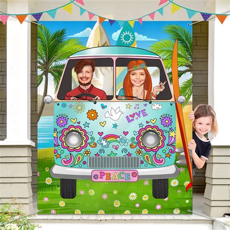 Buy 60s Theme Party Decorations Hippie Bus Photo Prop Large Fabric