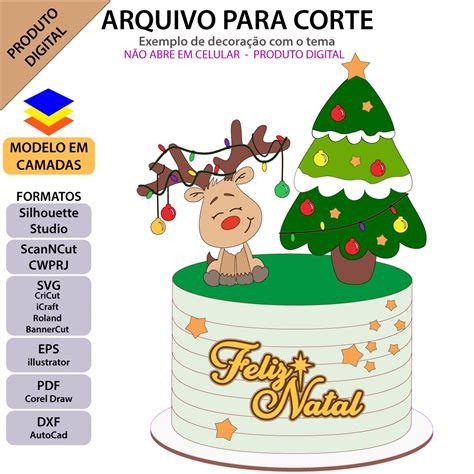 Arquivo Topo De Bolo Reninha Luzes De Natal Topo E Corte