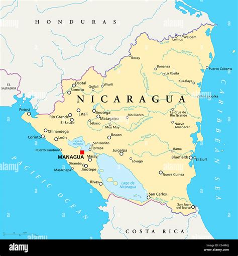 Nicaragua Political Map Stock Photo - Alamy