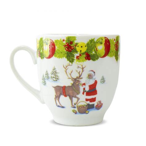 049465 Lot De 6 Tasses à Café En Céramique Avec Père Noël Et Renne