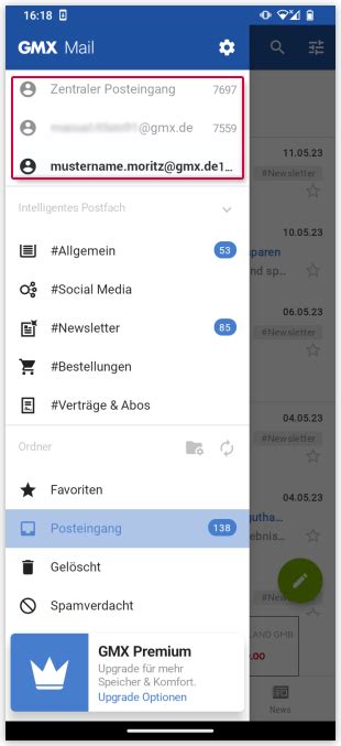 Weiteres Gmx Konto In Der Gmx Mail App F R Android Hinzuf Gen Gmx Hilfe