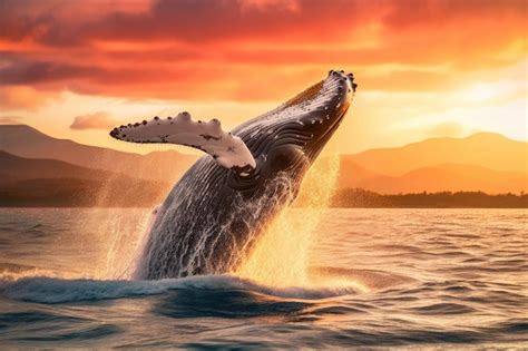 Una Ballena Saltando Fuera Del Agua Foto Premium