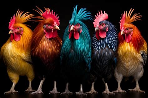 Premium Ai Image Array Of Colorful Chickens On Transparent Background