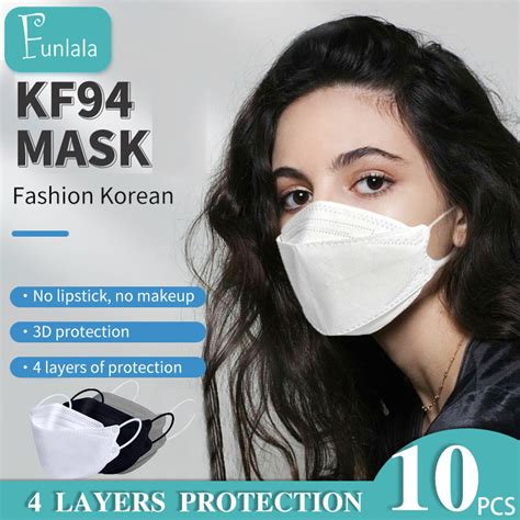 FUNLALA 10 Pcs Kf94 Face Mask 4 Layer Non Woven Protection Filter 3d