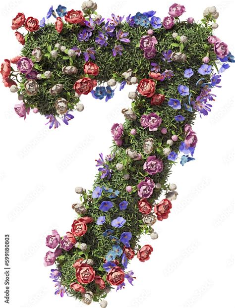 Flower Number 7 Seven Garden Floral And Plants Font Isolated On