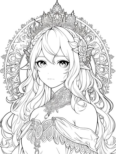 Cute Girl Black And White Lineart Line Art Coloring Book Anime Manga Style Premium Ai