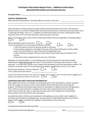 Fillable Online Participant Information Request Form Additional