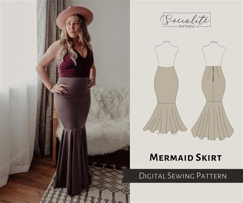 Mermaid Skirt Pattern Womens Pdf Printable And Projector Sewing