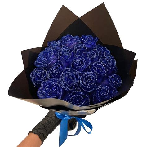 Glitter Skum Rosor Pcs Royal Blue Rosor Konstgjorda Blommor Skum