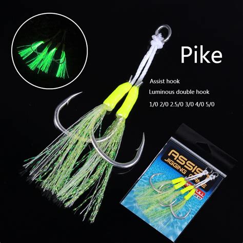 Pairs Pike Helpen Haak Hoge Carbon Staal Dubbele Haak Vissen Jigging