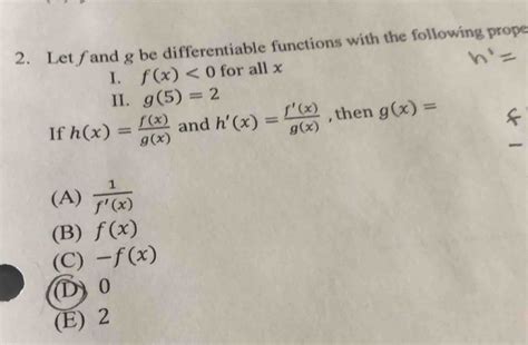 Solved Letf And G Be Differentiable Functions With The Following