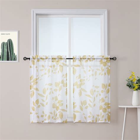 Haperlare 26 W X 30 L Floral Sheer Cafe Curtains Light Filtering