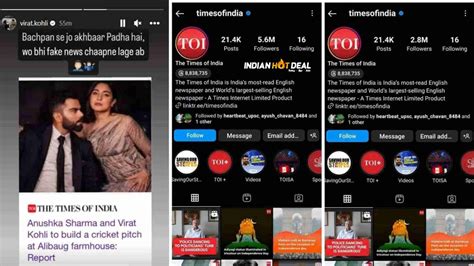 Times Of India Lost 28m Followers After Virat Kohli Posted Insta Story