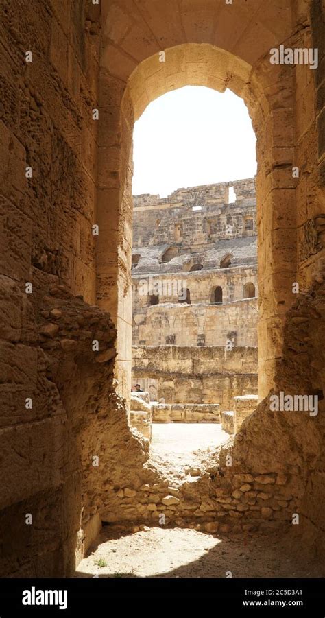 The Ancient Amphitheater Of El Jem In Tunisia North Africa Stock Photo