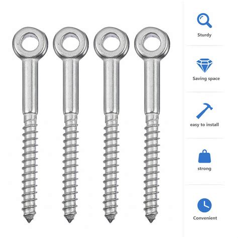 4 X Stainless Steel Woodscrew Eye Bolt With Small Eye 6mm To 12mm EBay