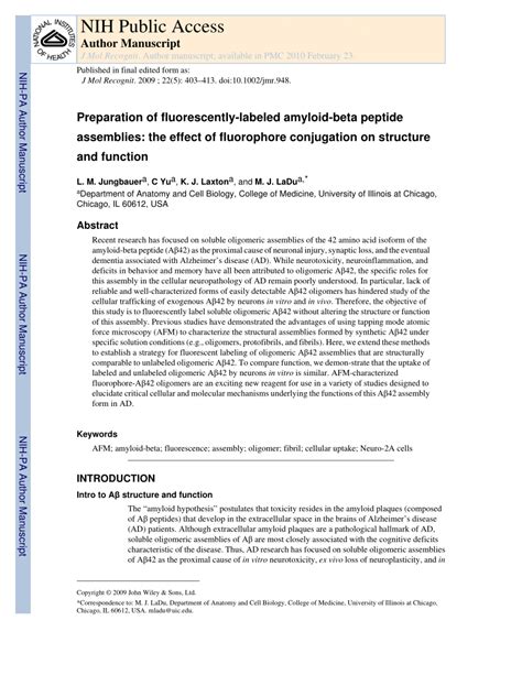 PDF Preparation Of Fluorescently Labeled Amyloid Beta Peptide