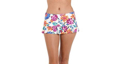La Blanca Paradiso Ruffle Skirted Bikini Bottoms In Red Lyst