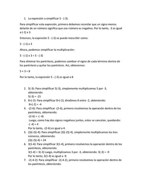 Ejercicios de fundamentos matematicos La expresión a simplificar 5