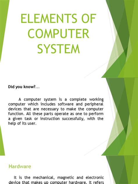 Lesson 5 Elements Of Computer System Pdf