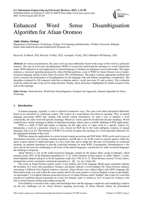 Pdf Enhanced Word Sense Disambiguation Algorithm For Afaan Oromoo