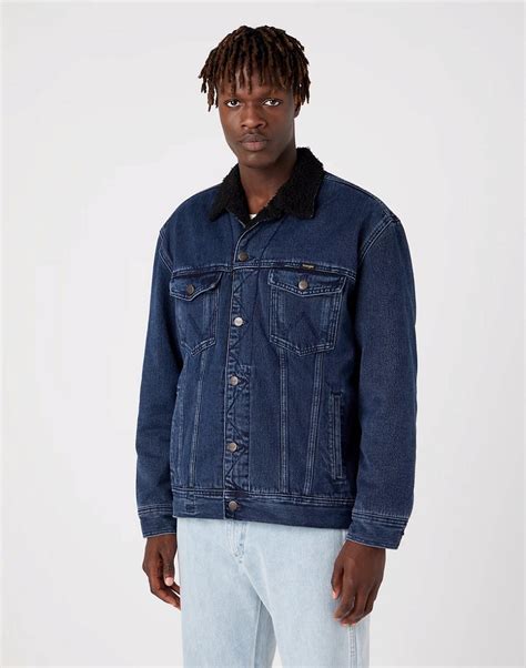 Wrangler Antifit Sherpa Męska Kurtka Jeansowa Sherpa Jeans Moon