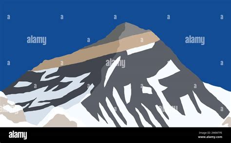 Mount Everest From Nepal Side As Seen From Gokyo Vector Illustration