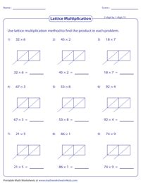 Lattice Multiplication Worksheets and Grids - Worksheets Library