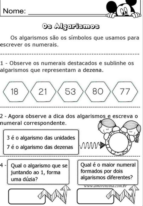 Atividade Algarismos Ano Roaredu