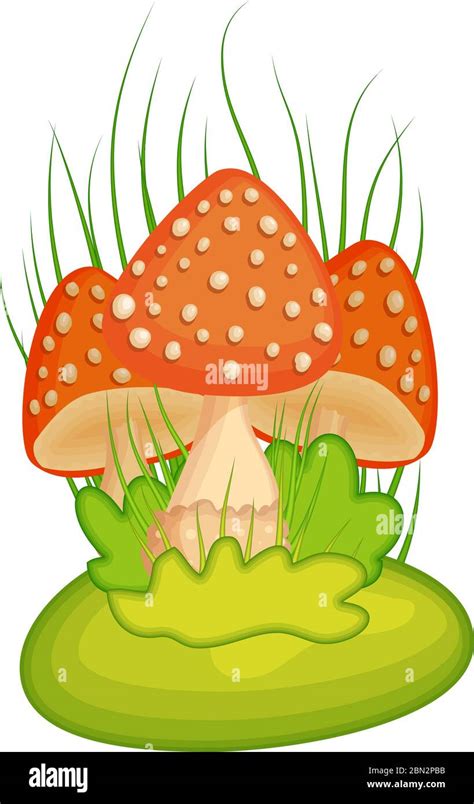 Cartoon Mushroom With Grass Stock Vector Image And Art Alamy