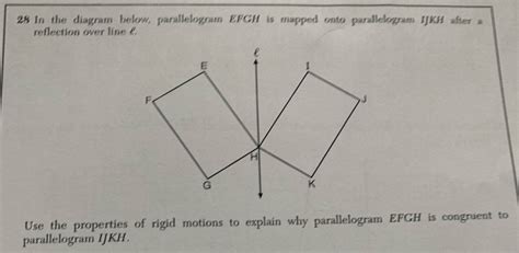 Solved In The Diagram Below Parallelogram Efch Is Mapped Onto