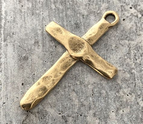 Artisan Hammered Cross Pendant Gold Religious Jewelry - Etsy
