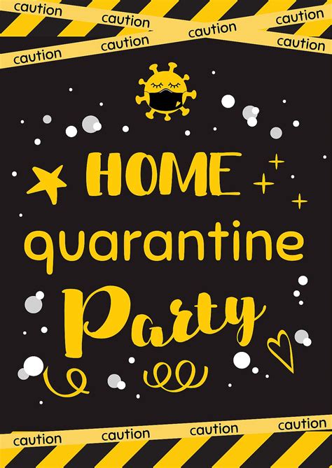 Paper Poster Quarantine Birthday Party Sign Editable Template With Cute Virus Any Age Banner