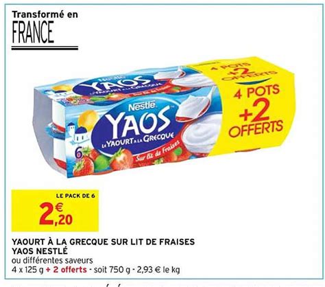 Promo Yaourt à La Grecque Sur Lit De Fraises Yaos Nestlé chez