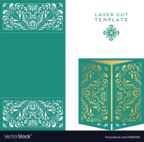 Wedding Card Laser Cut Template Royalty Free Vector Image