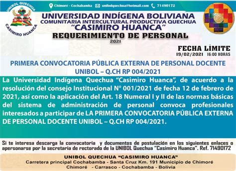 Primera Convocatoria Publica Externa De Personal Docente