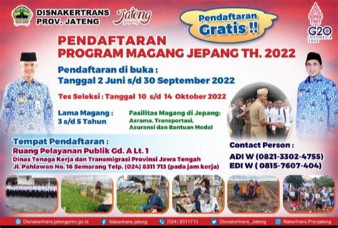 Pendaftaran Program Magang Jepang Tahun Dinperinaker Kota