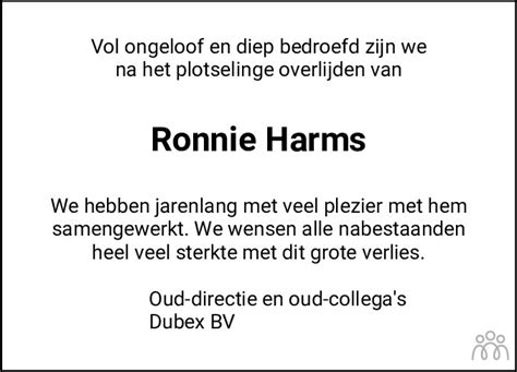 Ronnie Harms Overlijdensbericht En Condoleances Mensenlinq Nl