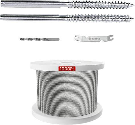 Muzata 1000ft 1 8 Wire Rope T316 Stainless Steel WR02 Bundle With