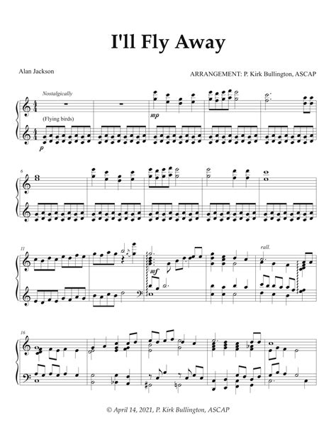 Ill Fly Away Sheet Music Alan Jackson Piano Solo