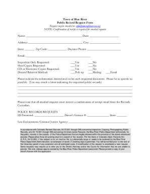 Fillable Online Public Records Request Form Pdf Fax Email Print