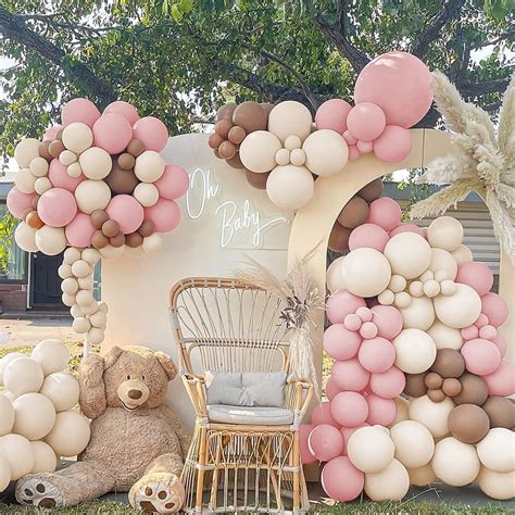 Boho Balloon Garland Arch Kit With Pink Brown Ivory White Etsy