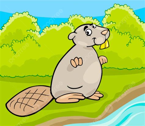 Funny Beaver Cartoon Illustration Beaver Wildlife Humor Vector Beaver