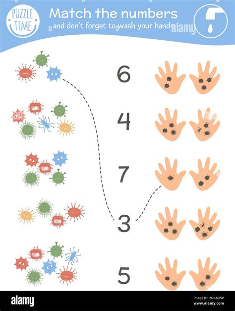 Matching Game With Viruses And Dirty Hands Medical Math Activity For