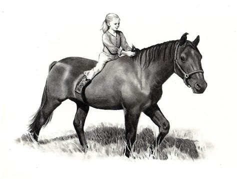 Horseback Riding Drawing By Joyce Geleynse