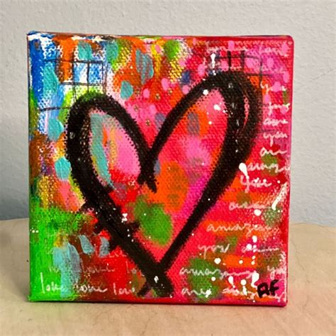 Heart Canvas Painting Love N9 4'x4' Original Painting Acrylic Paint ...