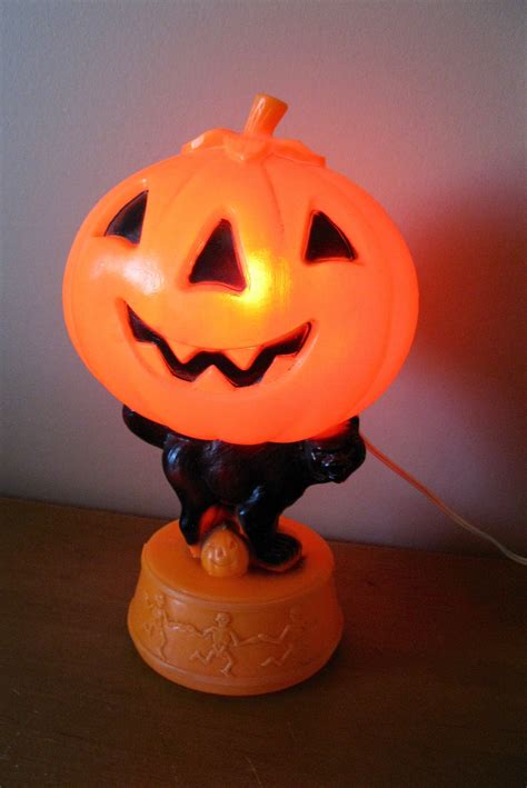 Pumpkin Blow Mold Vintage Blow Mold Black Cat Skeleton Retro