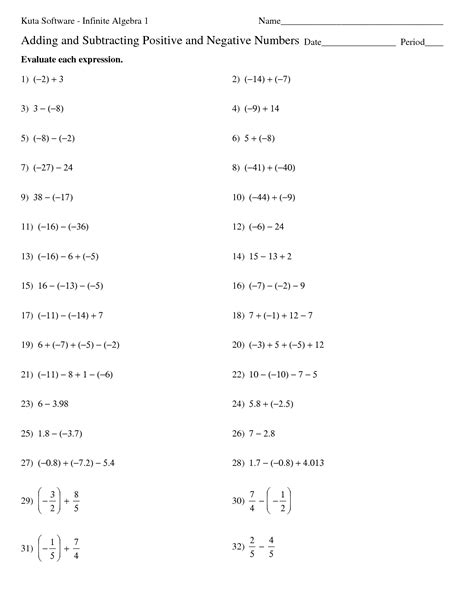 Adding And Subtracting Directed Numbers Worksheet Worksheets Free - Subtraction Worksheets